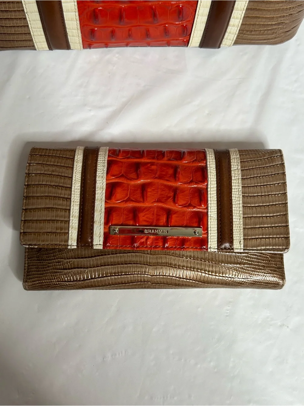 Brahmin Duxbury Cabana Vertical Vineyard Satchel and Checkbook Wallet Set